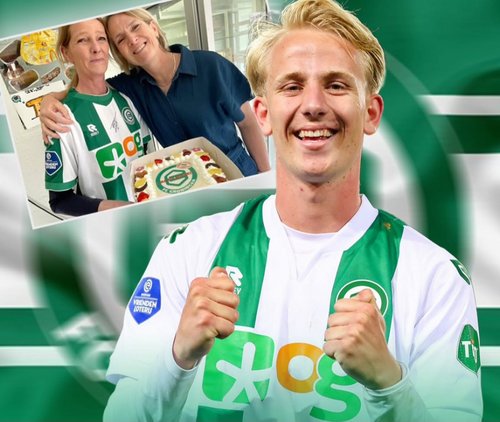 PSV supporters schenken moeder Thijmen Blokzijl een taart