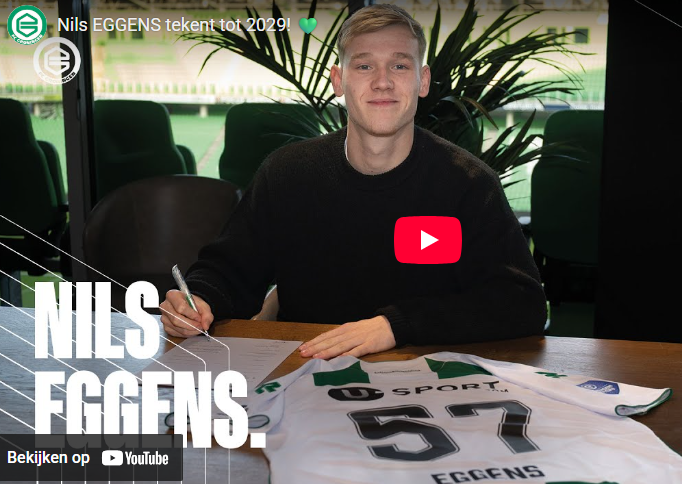 FC Groningen bevestigd contractverlening en verhuur Nils Eggens 